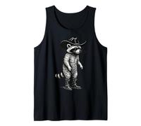 Raccoon Cowboy Cowgirl Western Country Camiseta sin Mangas