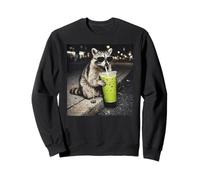 Raccoon Drinking Matcha Latte Iced Coffee Funny Men Women Sudadera