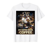 Raccoon Drinking My Coffee Needs Coffee Autism Awareness Camiseta
