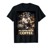 Raccoon Drinking My Coffee Needs Coffee Autism Awareness Camiseta