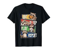 Raccoon Gamer Gaming Eat Sleep Play Repeat para niños Camiseta