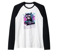 Raccoon Gaming Don't Bother Me I'm Gaming Camiseta Manga Raglan