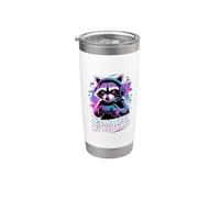 Raccoon Gaming I Game Past My Bedtime Vaso térmico de acero inoxidable de doble pared