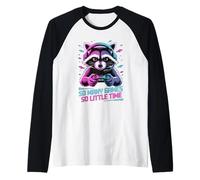Raccoon Gaming So Many Games So Little Time Camiseta Manga Raglan