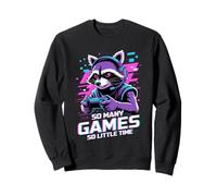 Raccoon Gaming So Many Games So Little Time Sudadera