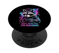 Raccoon Gaming Sorry I Can't Hear You I'm Gaming PopSockets PopGrip Adhesivo