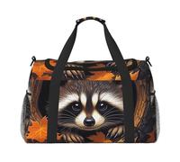 Raccoon in The Fall Tree Hole - Bolsa de viaje compacta resistente al agua para deportes, gimnasio y fin de semana para hombres y mujeres