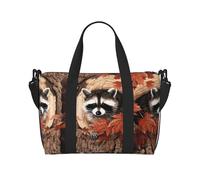 Raccoon in The Fall Tree Hole - Bolsa de viaje para fin de semana para adultos, adecuada para viajes, camping, picnics