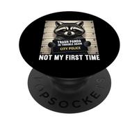 Raccoon Mugshot Trash Panda en Problemas no es mi Primera Vez PopSockets PopGrip Adhesivo