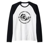 Raccoon por fuera es una falda, pero por dentro me duele Humor divertido Camiseta Manga Raglan