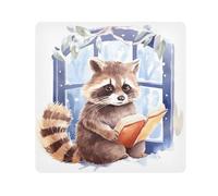 Raccoon Reading Books - Paño autoadhesivo mágico para cámara de lentes, protector de lentes, bolsa de maquillaje, 13.8 x 13.8 pulgadas, multicolor, 21.7x21.7in, moderno