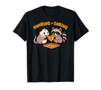 Raccoon Sharing is Caring Zarigüeya Pizza Niños Niñas Niños Camiseta