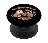 Raccoon Sharing is Caring Zarigüeya Pizza Niños Niñas Niños PopSockets PopGrip Adhesivo