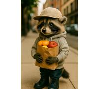 Raccoon Shopping Planner for Food Cute Animal Design: Notebook Journal Daily Helper Square Pages
