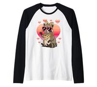 Raccoon Sunglasses Valentines Day Camiseta Manga Raglan