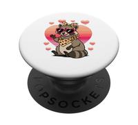 Raccoon Sunglasses Valentines Day PopSockets PopGrip Adhesivo