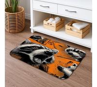 Raccoon - Tapete de baño de secado rápido, diseño vintage de animales negro y naranja, absorbente, antideslizante, de espuma viscoelástica, lavable, para baño, 20 x 32 pulgadas