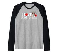 Raccoon Trash Panda Love Heart para niñas y mujeres Camiseta Manga Raglan