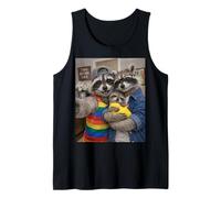 Raccoon Two Moms Life Selfie Día de la Madre Queer Mom Pride Camiseta sin Mangas
