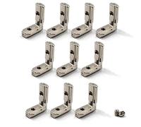 Raccord d'angles en forme de L avec vis - Fente en forme de T - Alliage de zinc plaqué nickel conforme aux normes européennes