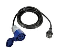 Perel Cable de Adaptador, H07RN-F 3G1.5, 3 m, 16 A/230 V, 3680 W, Tipo E/F a CEE, para Uso Interior y Exterior, Caucho, Negro