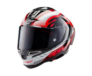 Race Casco Alpinestars Supertech R10 Team Casco Integral de Carbono, Black Carbon Red White, M