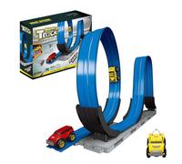 Race Track, Magnetic Car Track Set with 1 Vehicle, Heavy Duty Interactive Cars Racing Game Playset for Kids, Boys, Girls, and Teens, Home Play, Parties, All Age Entertainment
