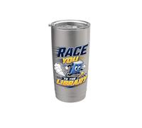 Race You To The Library Funny Reading Book Lover Librarian Vaso térmico de acero inoxidable de doble pared
