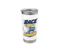 Race You To The Library Funny Reading Book Lover Librarian Vaso térmico de acero inoxidable de doble pared