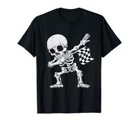 Racecar Racing Race Day Dabbing esqueleto a cuadros bandera Camiseta