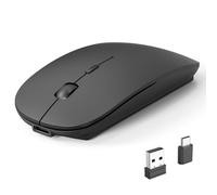 RaceGT Ratón Recargable Bluetooth+USB C+USB A, Ratón Inalámbrico Silencioso, 2.4G Ultra Delgado con 2 Receptores para PC, Mac, MacBook Air/Pro, iPad