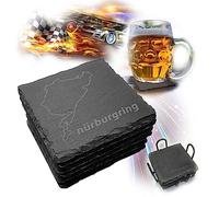 Racetrackart Nürburgring - Posavasos para bebidas, juego de 6 piezas, posavasos de pizarra, posavasos de Nurburgring, decoración para el hogar, el comedor