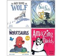 Rachel Bright Collection 4 Books Set (The Way Home For Wolf, Side by Side, The Worrysaurus, Amazing Daddy)