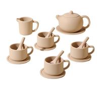 Rachlicy 15pcs/Set Kids Tea Party Set Safe Silicone Prueba de Calor Finish Play Los Juguetes Incluyen Tetera/Posavasos/tacups de té/cucharas té de Juego a Prueba de Golpes para niñas Chicas