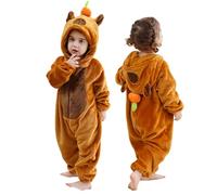 Rachlicy Capybara Onesie Kids Cartoon Flannel Capybara disfraz con capucha esponjosa linda pijamas traje de rastreo para bebés para fiestas temáticas ropa casual, talla 100