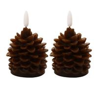 Rachlicy Velas navideñas con pilas, velas de piña sin llama de cera realista, decoración navideña LED, ideal para vacaciones en interiores, 2 uds.