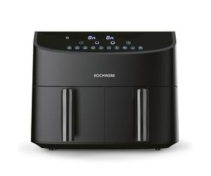 Rachs KOCHWERK freidora de aire caliente de doble cámara 7L | Freidora digital de acero inoxidable con pantalla táctil, 10 programas y 2 cámaras de 3,5L | Freír alimentos sin aceite - bajos en grasa
