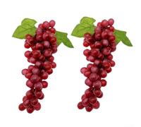 Racimos de uvas artificiales para decoración del hogar, 29 cm de espuma grande de plástico modelo de frutas para boda, fiesta, mesa, centro de mesa, accesorios de exhibición, paquete de 2 (rojo)