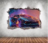 Racing Car Wall Decal 3D Art Sticker, Wall Decor, Mural Poster Custom Vinilo Kids Bedroom 70 x 50 com