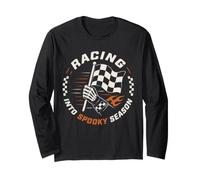 Racing Spooky Season - Conductor de Esqueleto con Bandera a Cuadros Manga Larga