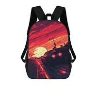 Racing Sunset Urban Speed Mochila Escolar Infantil De 17 Pulgadas, Impresa En 3D, Estilo Casual, Para Niños, Ideal Para Viajes, Como Mochila Escolar O Para Llevar Libros.