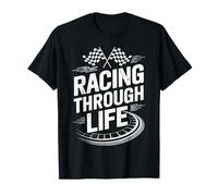Racing Through Life Pista de carreras con bandera a cuadros Camiseta