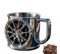 Racing Wheel Mug Stainless Steel Coffee Cup with Car Rim Shape,A Cool Tire Wheel Coffee or Tea Mug with An Insulated Handle,Car Rim Shape with Handle (1)