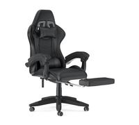 Racingreat Silla Gaming con reposapiés, silla de oficina, silla de juegos, reposacabezas y cojín lumbar, ergonómica de cuero de la PU silla de ordenador para Gamer Oficina Hogar Adulto