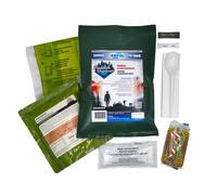 Ración Militar MRE, Salchicha en Salsa Barbacoa, con Calentador Químico, Galletas SU-1, Cuchara Desechable, 300 g