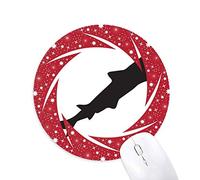 Racionalizar el tiburon feroz silueta Wheel mouse pad de goma roja redonda