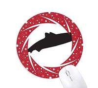 Racionalizar tiburon feroz pez silueta Wheel mouse pad de goma roja redonda
