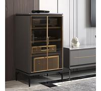 Rack AV,gabinete de almacenamiento de enrutador WiFi,caja oculta,organizador de gabinete independiente de piso (con 2 puertas),soporte de medios de audio y video con puerta de vidrio(Light Gray)