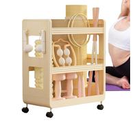 Rack de almacenamiento de yoga - Movable Workout Equipment Storage Rack | Gym Storage Rack With Hooks And Wheels | Gym Equipment Storage | Fitness & Ejercise Organization For Yoga Mats, Dumbbells