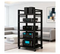 Rack de Audio de 5 Niveles con estantes Ajustables y polea for Almacenamiento Multimedia, Rack Moderno for Equipos de Audio y Dispositivos Multimedia.(Negro)
